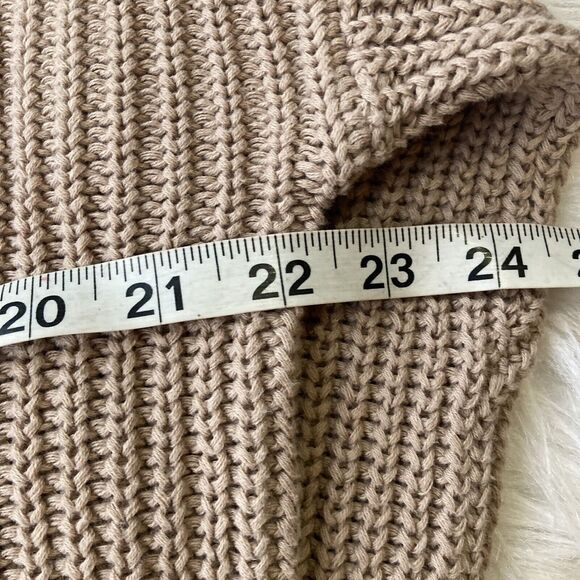 Time & Tru Sweater Sz M Brown V-Neck Raglan Long Sleeve Chunky Pullover Cotton - Picture 7 of 9
